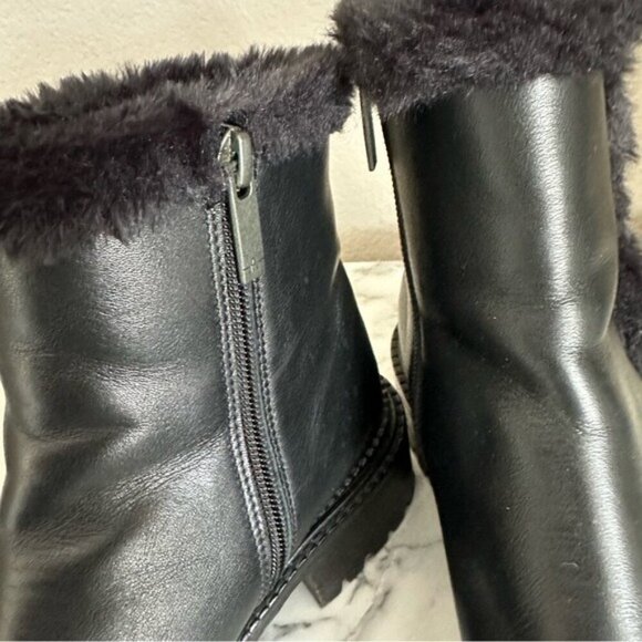 Aquatalia Onita Calf Weatherproof Black Fur-Lined Ankle Boots Size 7.5 - Picture 6 of 13